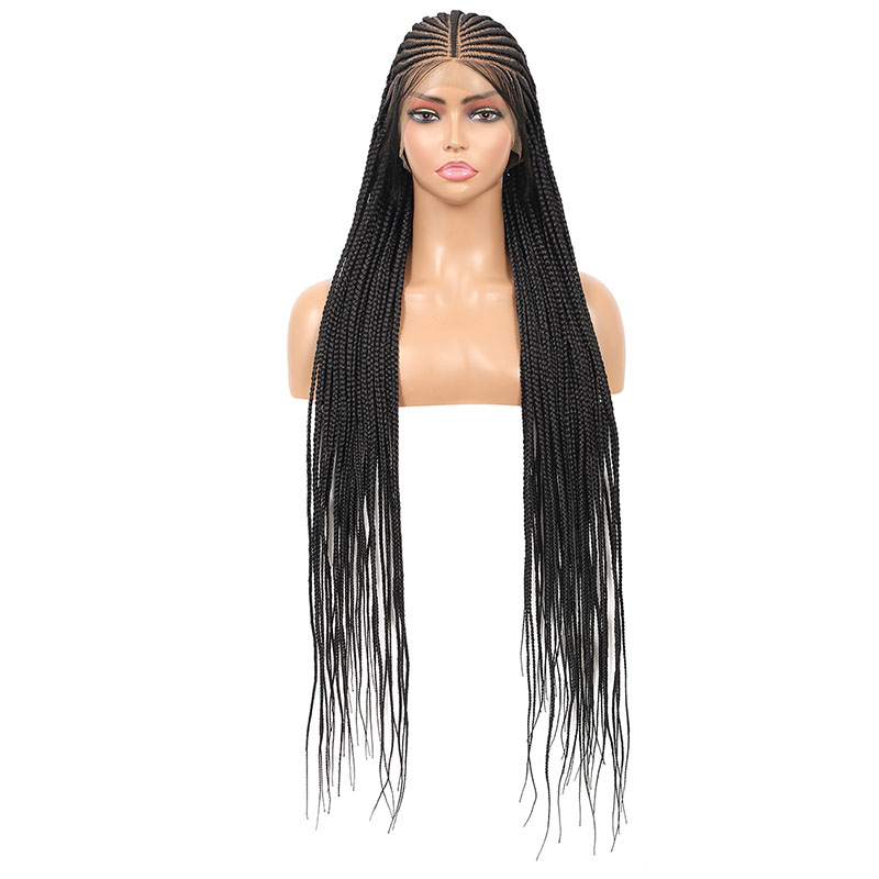 13X7 Inch Lace Front Cornrow Braided Wigs For Women 36inches Synthetic Long Braid Lace Wig