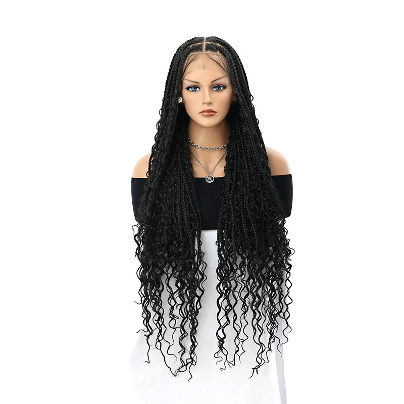 360° Handtied Full Lace Braided Wigs For Women Box Braid Wig With Baby Hair Knotless Boho Braided Wigs