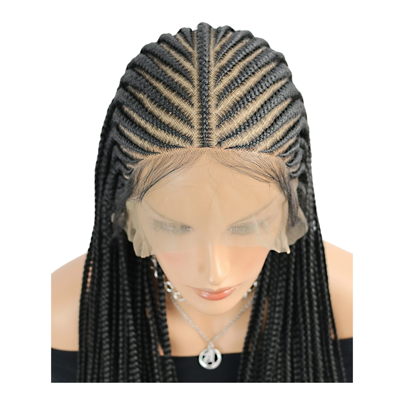 36 inch Cornrow Braided Wig for Black Women, 13x8 Box Braid Wigs with Baby Hair Natural Long Wigs 