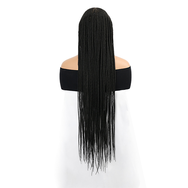 13X8 Lace Front Cornrow Braided Wigs for Women 36inches Synthetic Long braid lace wig with Natural Parting