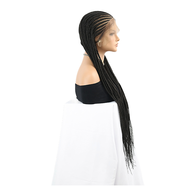 36 inch Cornrow Braided Wig for Black Women, 13x8 Box Braid Wigs with Baby Hair Natural Long Wigs 