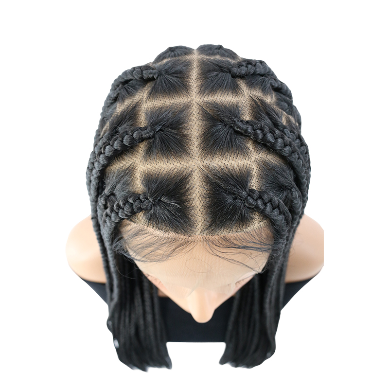 36 inch Braided Wigs for Black Women, Knotless Box Braid Wig 360 Handtied Full Lace Square Based Box Braids Wig Pre Plucked with Baby Hair