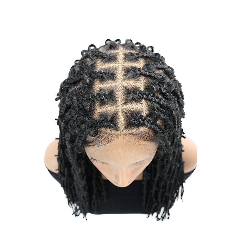 360° HD Full Lace Braided Wigs For Women Short Knotless Braided Wigs Butterfly Box Braid Wig With Baby Hair Shoulder Length Braided Lace Front Wigs Black