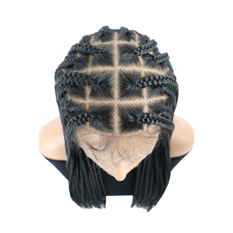 36 Inch HD Full Lace Front Braided Wigs Knotless Braided Wigs For Women Box Braid Wig With Baby Hair Human Hair Blended Braided Wigs Long Black