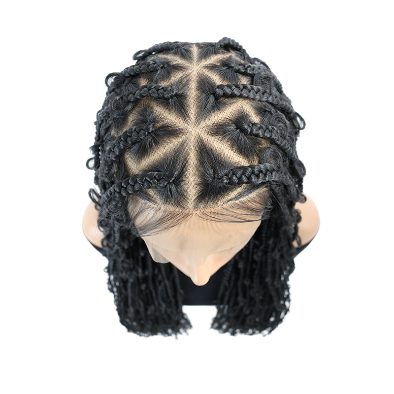 Triangle Knotless Braided Wigs 36'' Butterfly Locs Box Braids Wig Full Lace Braided Wigs with Baby Hair Braided Black Wig For Women